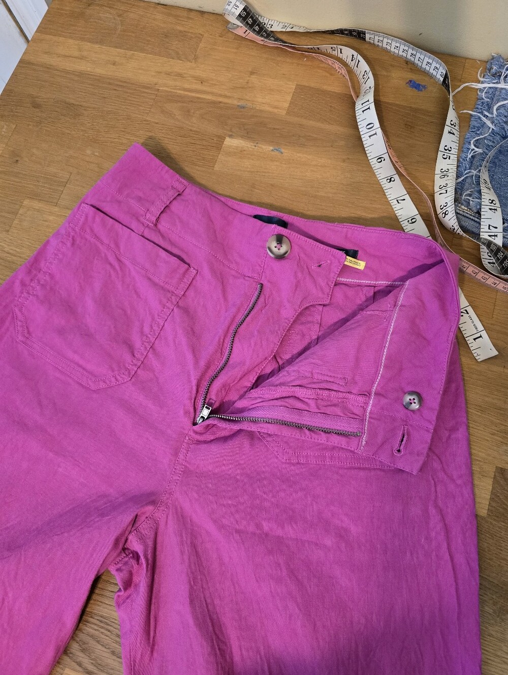 Anthropologie Maeve Hot Pink Colette Magic Fabric Wide-Leg Trousers 28 - Picture 9 of 12